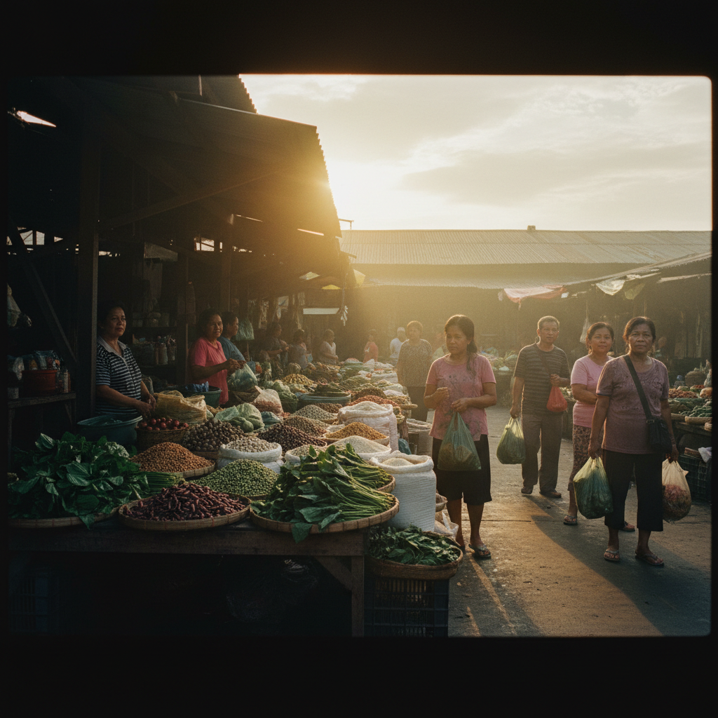 Emisyon sa pagkain at klima sa Pilipinong pamilihan na puno ng gulay at munggo