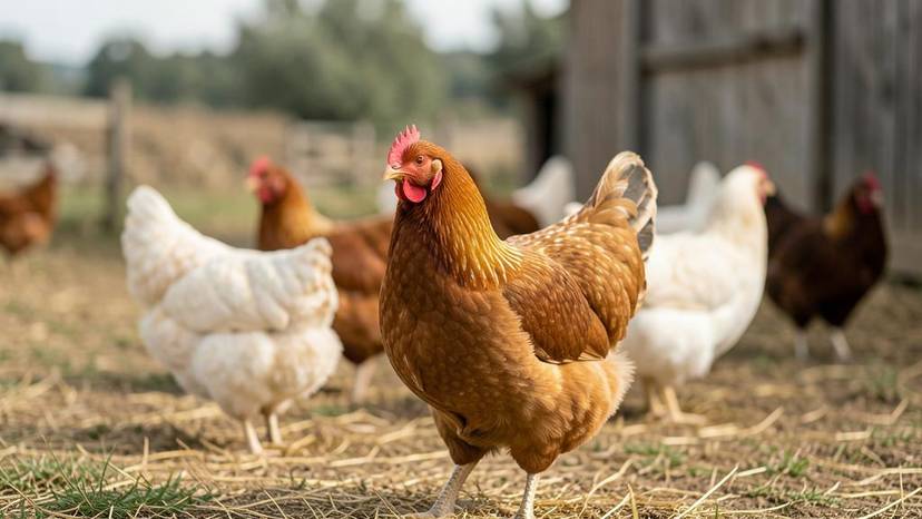 Gallinas libres en una granja al aire libre en España, ejemplo de sistema sin jaulas en 2026