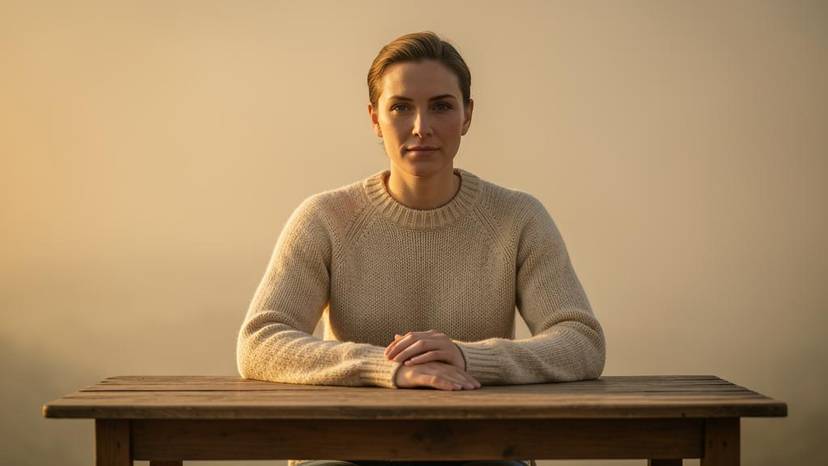 Vegan wool alternative jumper made from organic cotton and hemp yarn on a wooden table