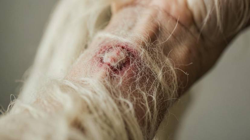 Oaie merinos cu rană post-mulesing pe piele, ilustrând suferința ascunsă din industria lânii