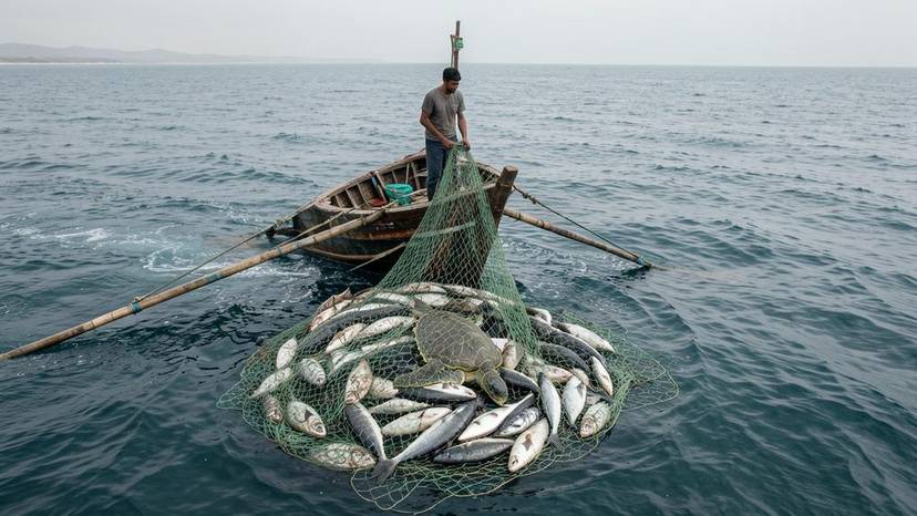 ઓવરફિશિંગ અને બાયકેચમાં ફસાયેલો દરિયાઈ કાચબો, ગુજરાતના દરિયામાં માછીમારીની અસર