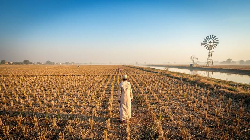 ਪੰਜਾਬ ਵਿੱਚ ਸੁੱਕੇ ਖੇਤ ਅਤੇ ਪਾਣੀ ਦੀ ਕਮੀ ਦਾ ਦ੍ਰਿਸ਼, ਵਾਟਰ ਫੁੱਟਪ੍ਰਿੰਟ ਤੁਲਨਾ ਲਈ