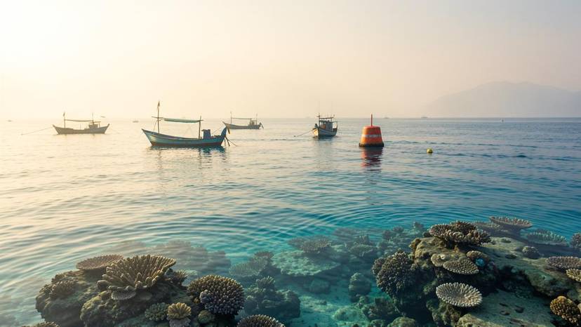 Paano maiiwasan ang overfishing sa Pilipinas - tanawin ng marine protected area na may mga bangka at coral reef
