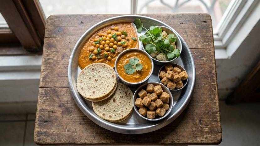 શાકાહારી થાળીમાં સોયા ચંક્સ અને બાજરી રોટલી, ગુજરાતી વેગન રસોઈ મિથ્સ ડિબંક્ડ