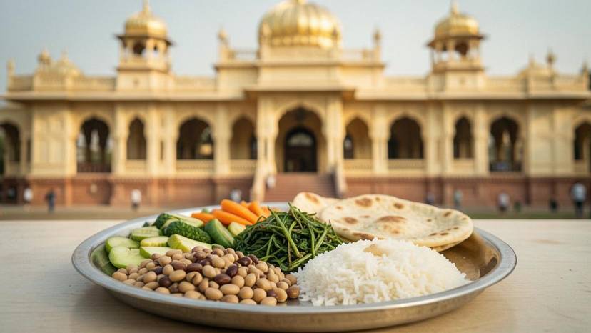 ਪੰਜਾਬ ਵਿੱਚ ਵੀਗਨ ਟ੍ਰੈਵਲ ਦੌਰਾਨ ਅੰਮ੍ਰਿਤਸਰ ਦੇ ਸੋਨੇ ਦੇ ਮੰਦਰ ਕੋਲ ਪੌਦਿਆਂ-ਅਧਾਰਤ ਥਾਲੀ