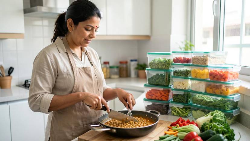 ગુજરાતમાં વેગન બેચ કૂકિંગ: અમદાવાદની રસોડામાં છોડ-આધારિત ભોજન તૈયારી અને કાચના કન્ટેનર