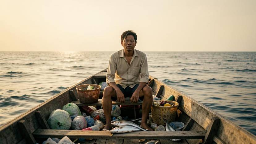 Overfishing sa Pilipinas: mangingisdang Pilipino sa bangka na may kakaunting huli, epekto sa ekonomiya ng mangingisda.