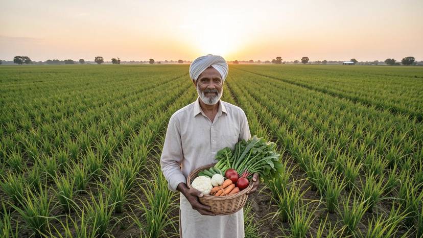 ਬੈਚ ਕੁਕਿੰਗ ਨਾਲ ਨਾਈਟ੍ਰੇਟ ਪਾਣੀ ਸੰਕਟ ਹੱਲ ਕਰਦਾ ਸਾਬਕਾ ਡੇਅਰੀ ਕਿਸਾਨ ਤਾਜ਼ੀਆਂ ਸਬਜ਼ੀਆਂ ਨਾਲ ਖੇਤ ਵਿੱਚ ਖੜ੍ਹਾ