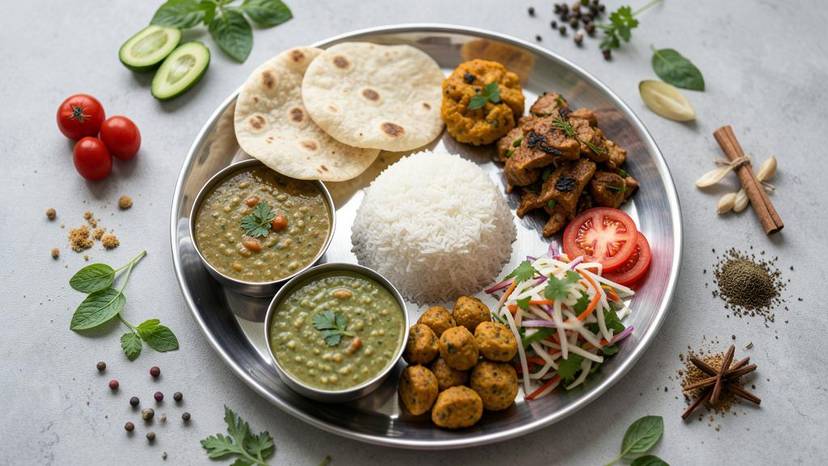 ગુજરાતી વેગન થાળીનો ખર્ચ અને બજેટ વિશ્લેષણ દર્શાવતી તસવીર