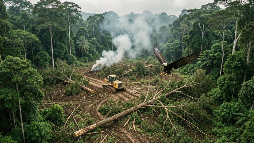 Deforestation sa Pilipinas 2026: pagputol ng kagubatan para sa palm oil, na may lumilipad na Philippine eagle