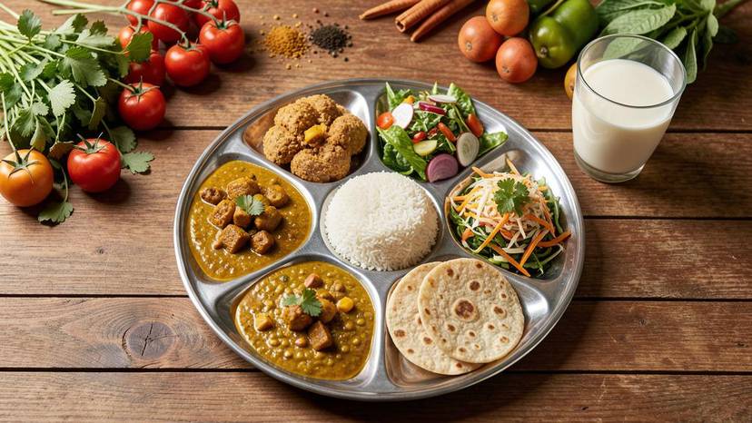ગુજરાતી વેગન થાળી સ્ટીલ પ્લેટમાં, ખર્ચ અને બચત ગણતરી માટે, અમદાવાદ બજાર ભાવ 2026