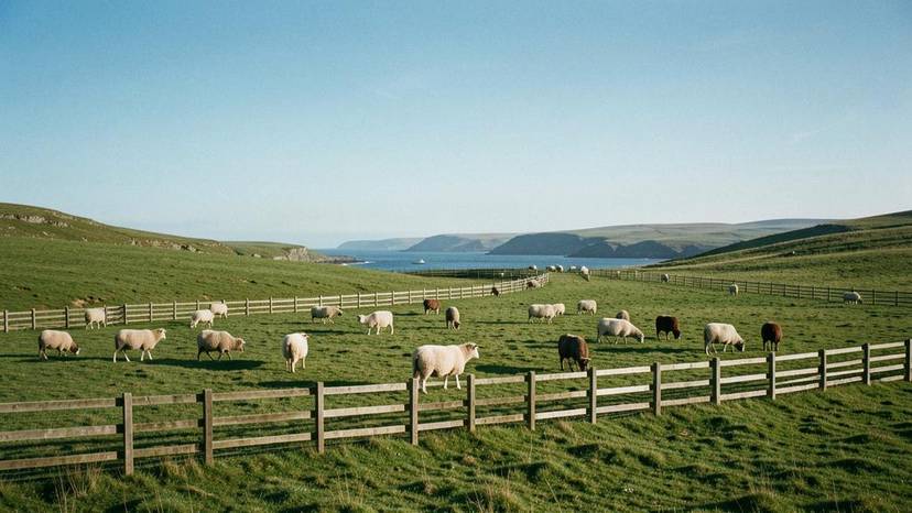 Animal Welfare Sentience Act UK tupa at baka sa berdeng bukirin na kumakatawan sa protektadong mga hayop