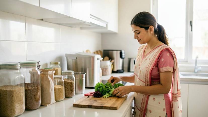 ગુજરાતમાં ઝીરો-વેસ્ટ કિચન – કાચની બરણી, કાપડની થેલી અને કમ્પોસ્ટ બિન સાથે ટકાઉ રસોડું