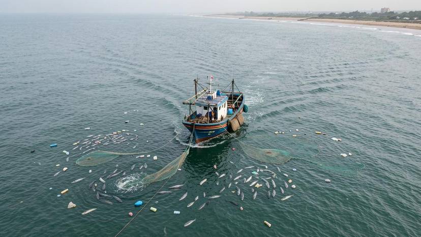 સમુદ્ર પ્રદૂષણ કેરણ: ગુજરાતના દરિયાકાંઠે માછીમારી નૌકા અને પ્લાસ્ટિક કચરો
