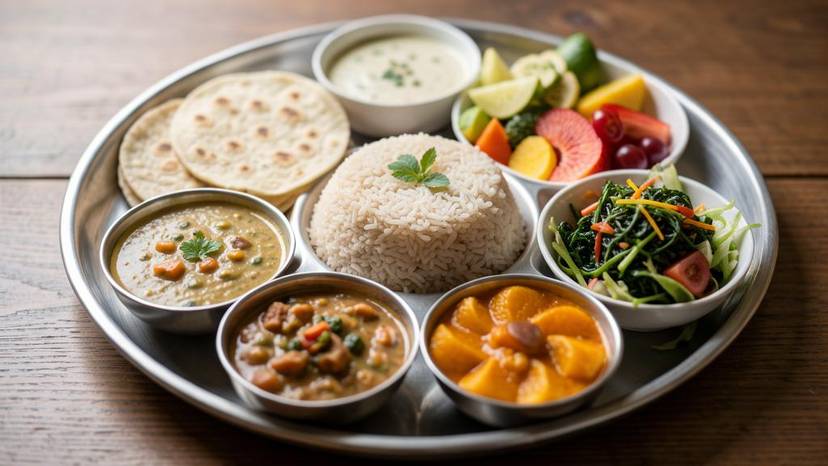 પ્લાન્ટ-બેઝ્ડ આહાર 90 દિવસ - ગુજરાતી થાળીમાં રંગબેરંગી શાકાહારી વાનગીઓ