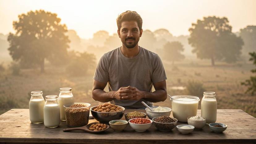 ગુજરાતમાં દૂધ-મુક્ત મીલ-પ્રેપ માટે ઘરે બનાવેલ ઓટ, બદામ અને સોયા મિલ્કની બરણીઓ