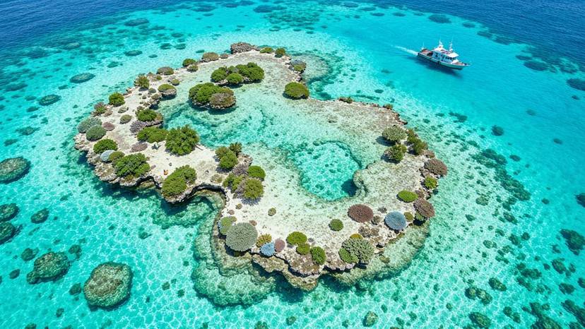 Aerial view ng Tubbataha Reefs, isa sa pinakamatagumpay na coral reef protection areas sa Pilipinas