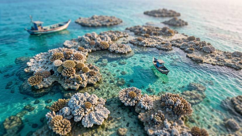 Cyanide fishing epekto sa coral reef sa Pilipinas — patay at bleached corals malapit sa fishing boat