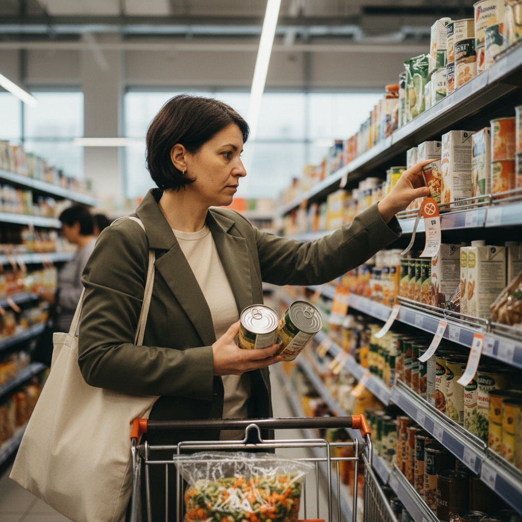 Listă de cumpărături pentru alimentația plant-based într-un supermarket din România