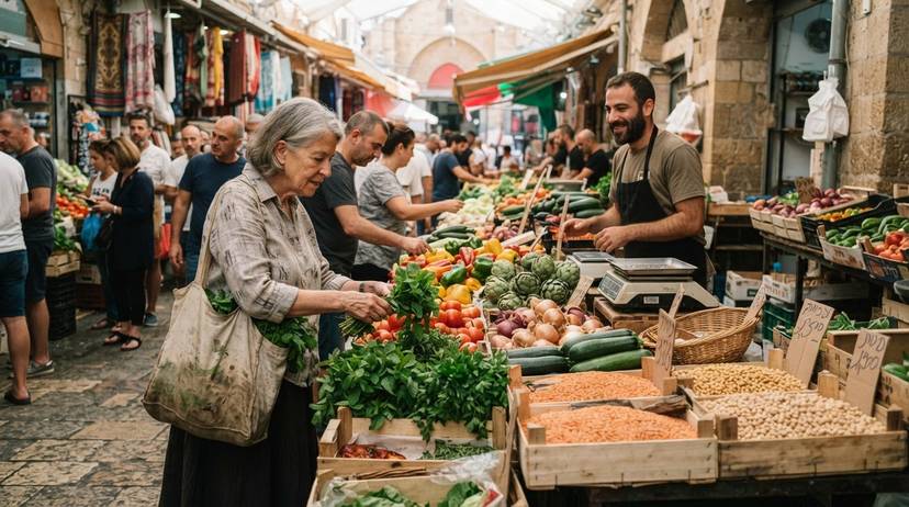 קניות עונתיות בשוק להפחתת פליטות מזון ובזבוז מזון בישראל