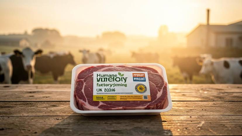 Humane meat UK 2026 label on a supermarket meat product, highlighting consumer choices.