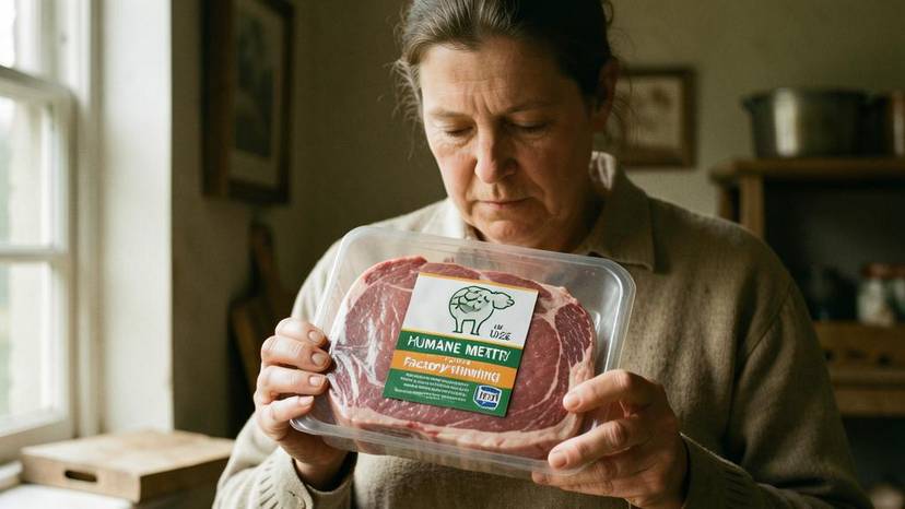 Humane meat UK 2026 label on a supermarket meat product, highlighting consumer choices.