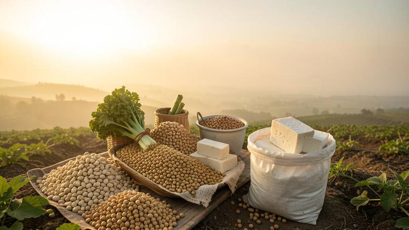 Türkiye'de bitki bazlı proteinlerin geleceğini temsil eden mercimek, nohut ve tofu gibi çeşitli sürdürülebilir bitkisel gıda kaynakları.