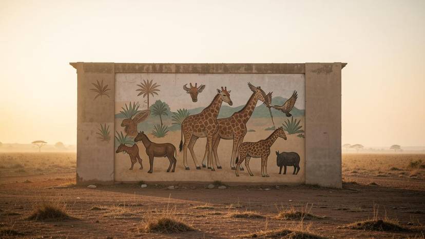 Mural ya ulinzi wa wanyama Arusha, ikionyesha ushirikiano wa jamii na viumbe wote