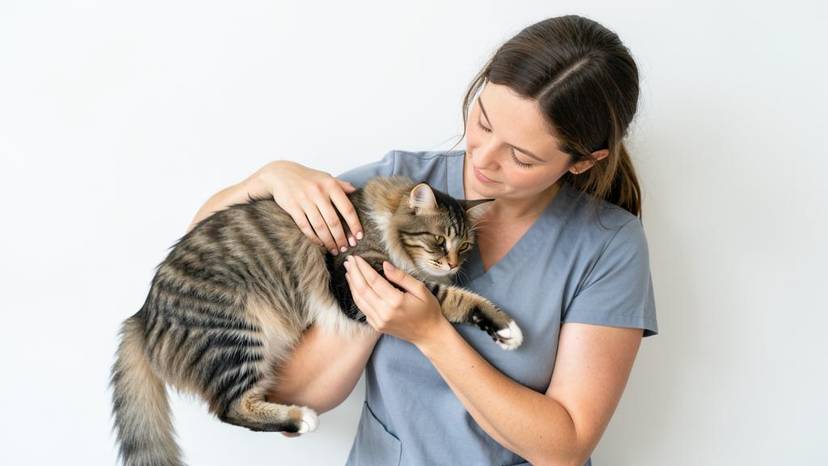 Frau streichelt Katze in einer Tierschutzorganisation, Symbol für Tierwohl und Engagement in Deutschland.